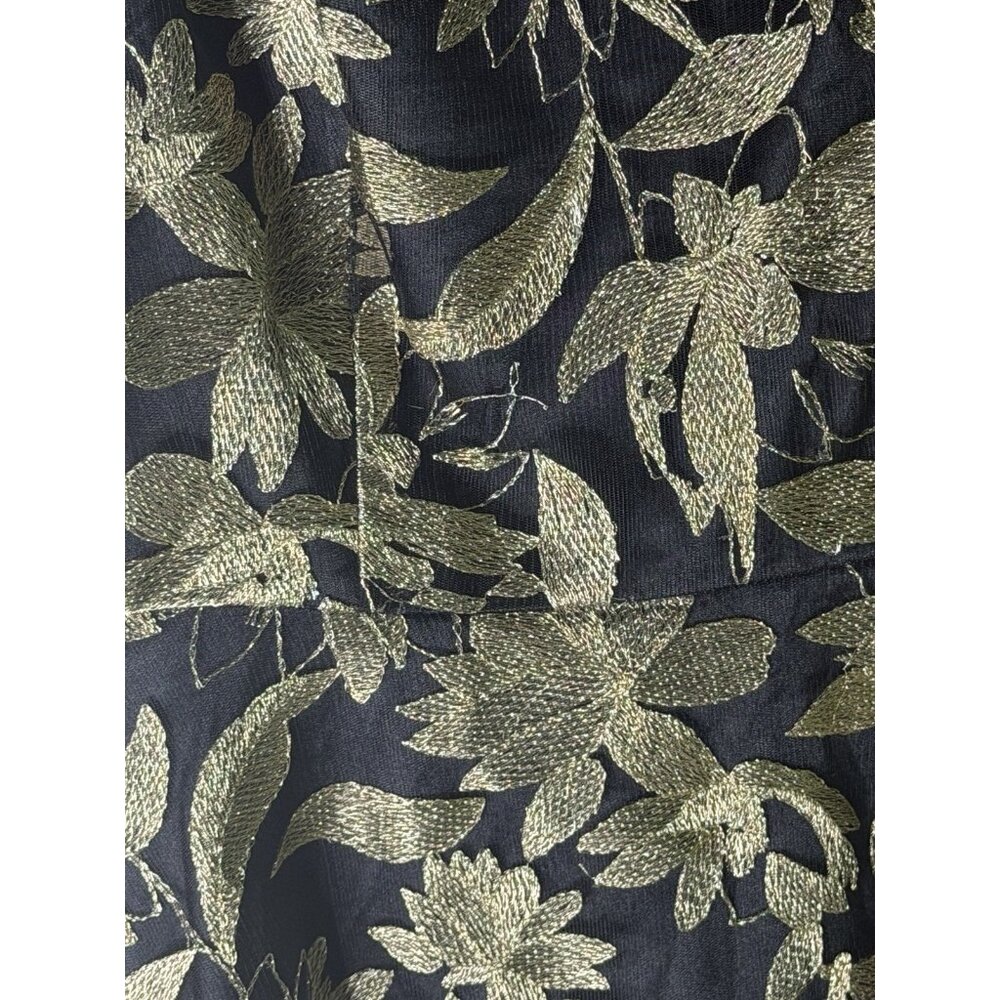 TAHARI Evening Midi Dress SIZE 6 Sheer Black/Goldl Embroidery NEW W/TAGS - Picture 5 of 6